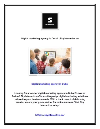 Digital marketing agency in Dubai | Skyinteractive.ae