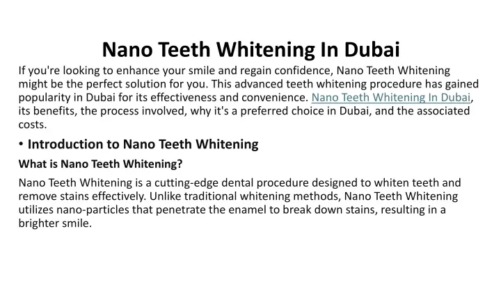 nano teeth whitening in dubai
