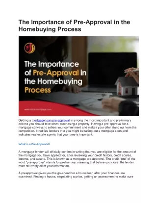 The Importance of Pre-Approval in the Homebuying Process