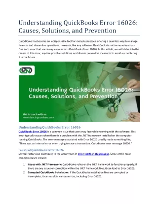 understanding quickbooks error 16026 causes