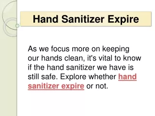 Hand Sanitizer Expire