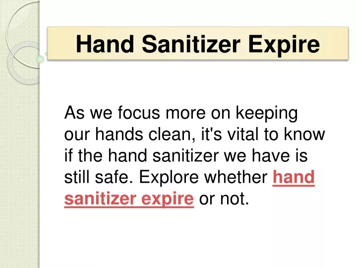 hand sanitizer expire