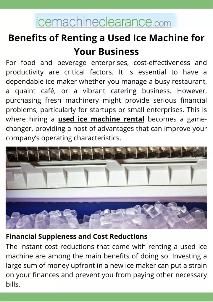 benefits of renting a used ice machine for your
