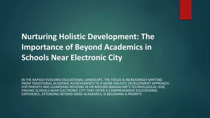 nurturing holistic development the importance of beyond academics in schools near electronic city