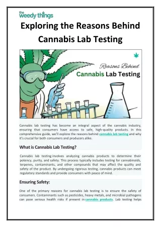 Exploring the Reasons Behind Cannabis Lab Testing