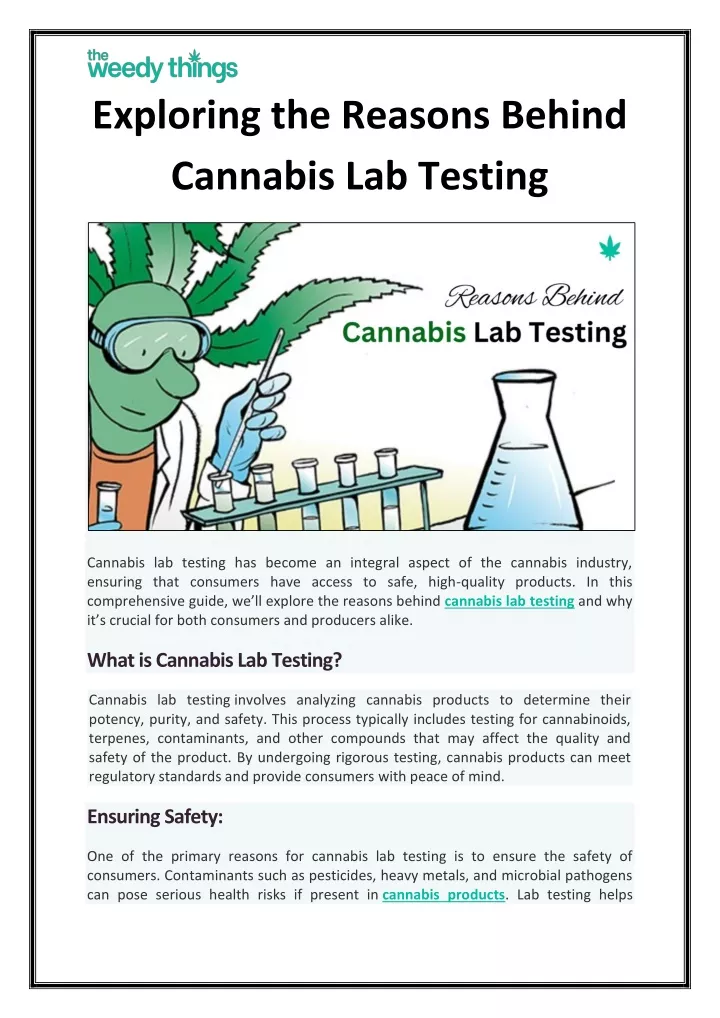 exploring the reasons behind cannabis lab testing