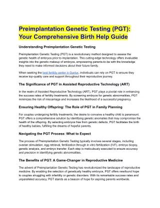 Preimplantation Genetic Testing (PGT)_ Your Comprehensive Birth Help Guide