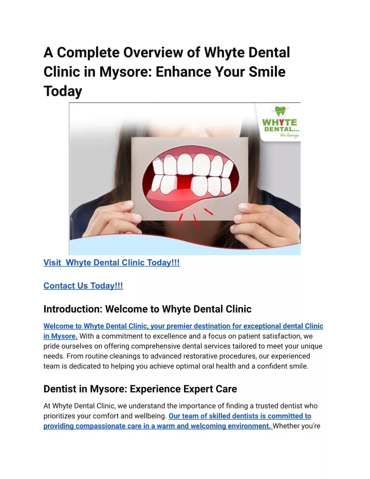 a complete overview of whyte dental clinic