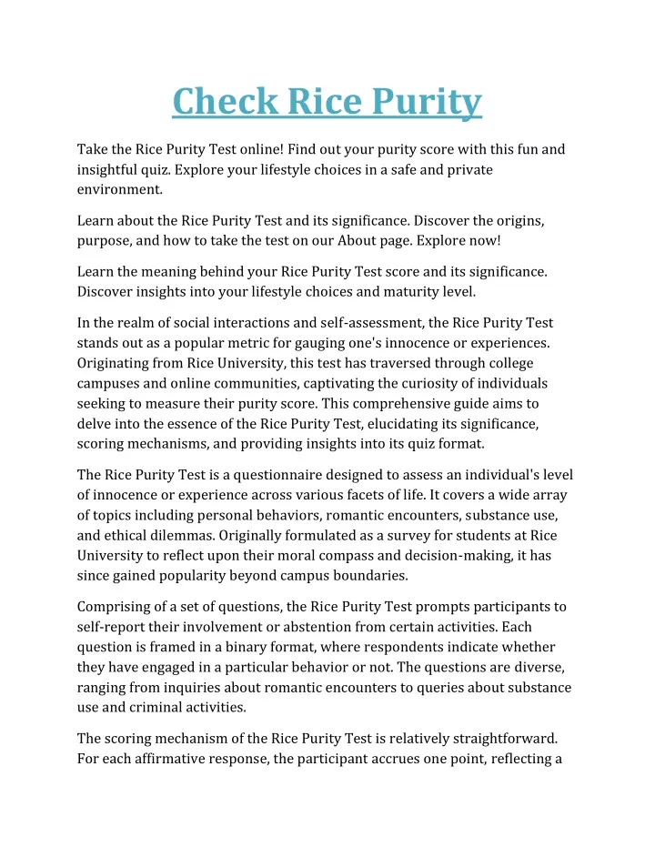 check rice purity