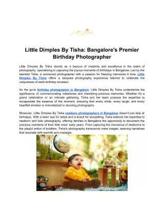 Little Dimples By Tisha - Bangalore's Premier Birthday Photographer