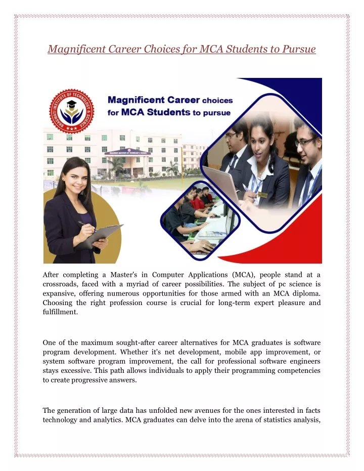 magnificent career choices for mca students