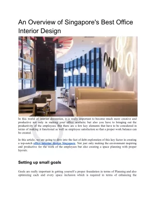 An Overview of Singapore's Best Office Interior Design