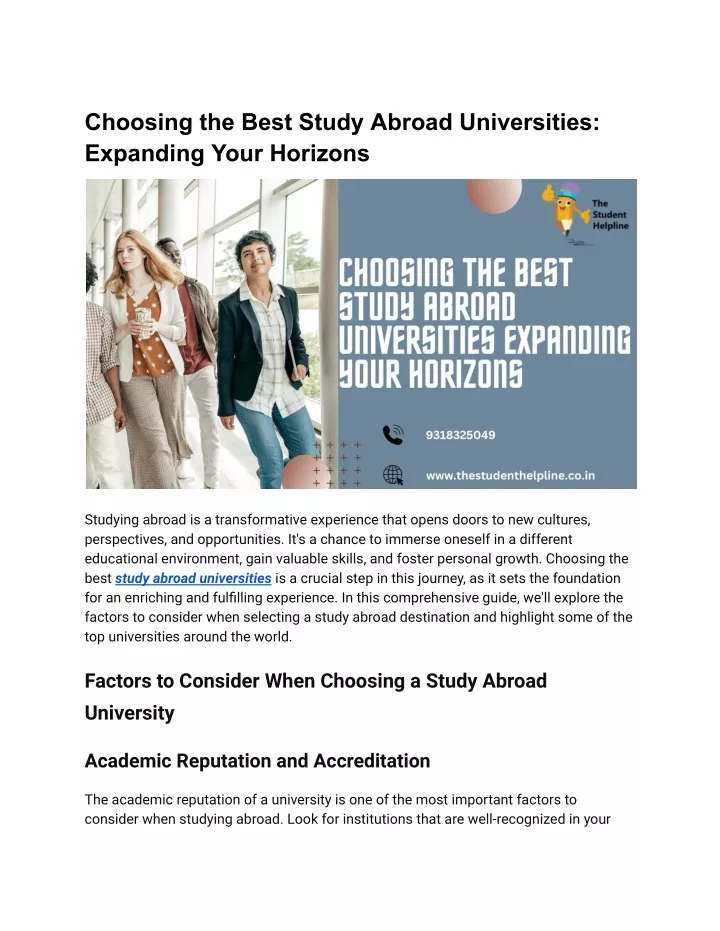 choosing the best study abroad universities