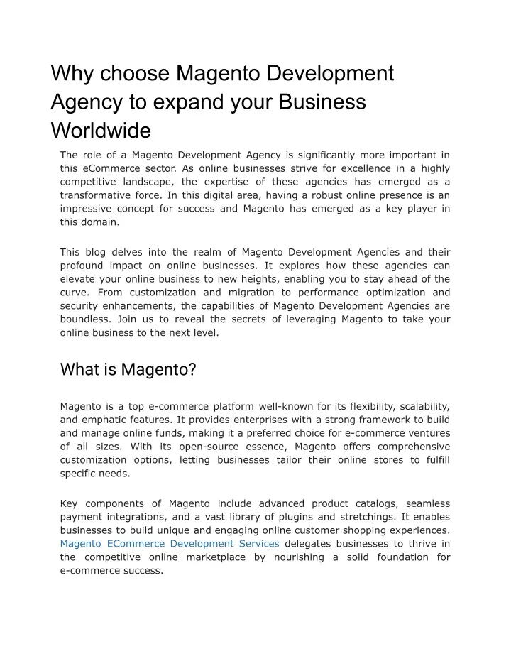 why choose magento development agency to expand