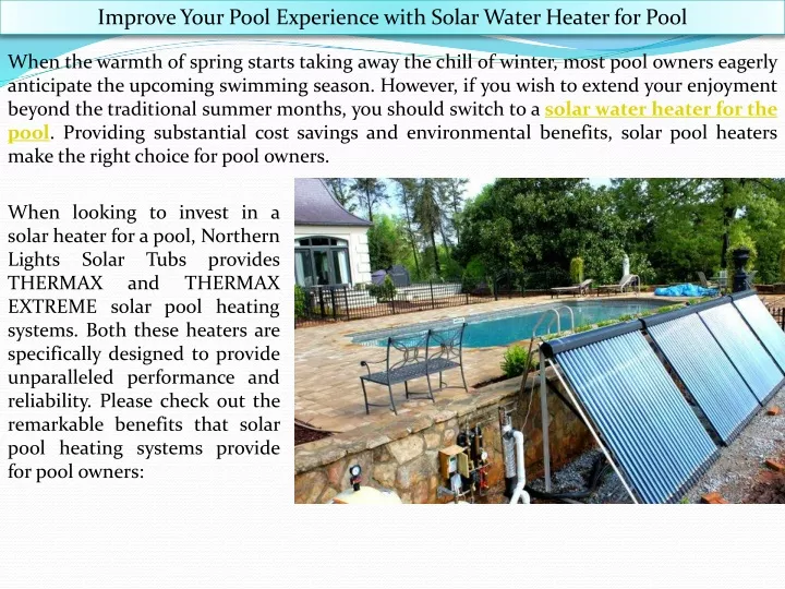 improve your pool experience with solar water