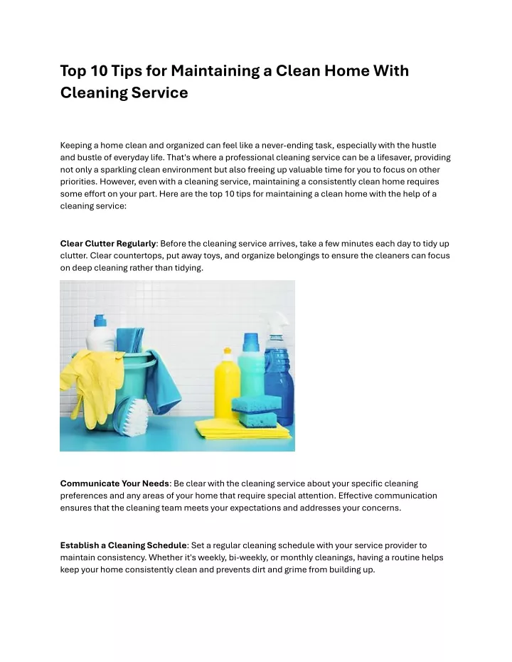 top 10 tips for maintaining a clean home with