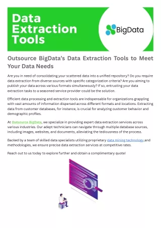 Outsource BigData’s Data Extraction Tools