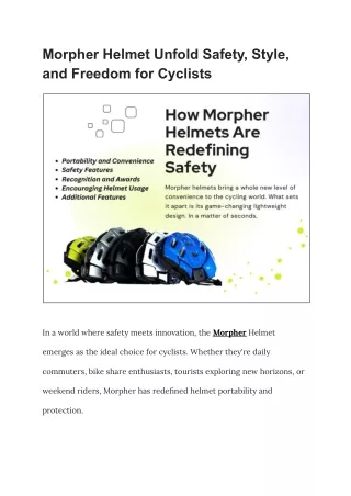 Morpher Helmet Combining Safety, Style, and Freedom for Cyclists