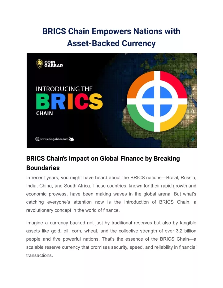 brics chain empowers nations with asset backed