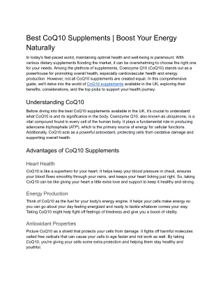 Best CoQ10 Supplements | Boost Your Energy Naturally