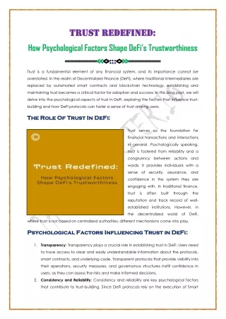 How Psychological Factors Shape DeFi Trustworthiness