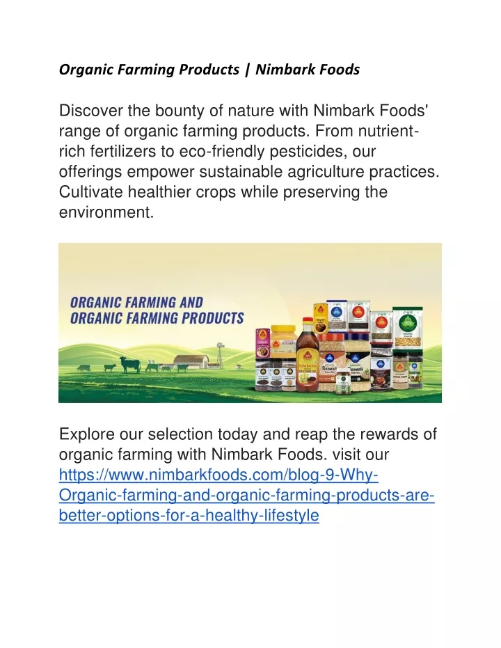 organic farming products nimbark foods discover