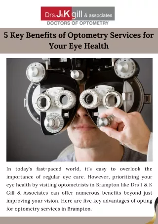 5 Key Benefits of Optometry Services for Your Eye Health