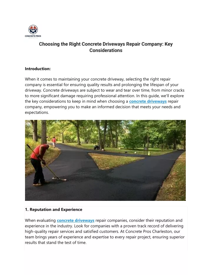 choosing the right concrete driveways repair