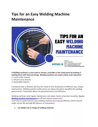 Tips for an Easy Welding Machine Maintenance