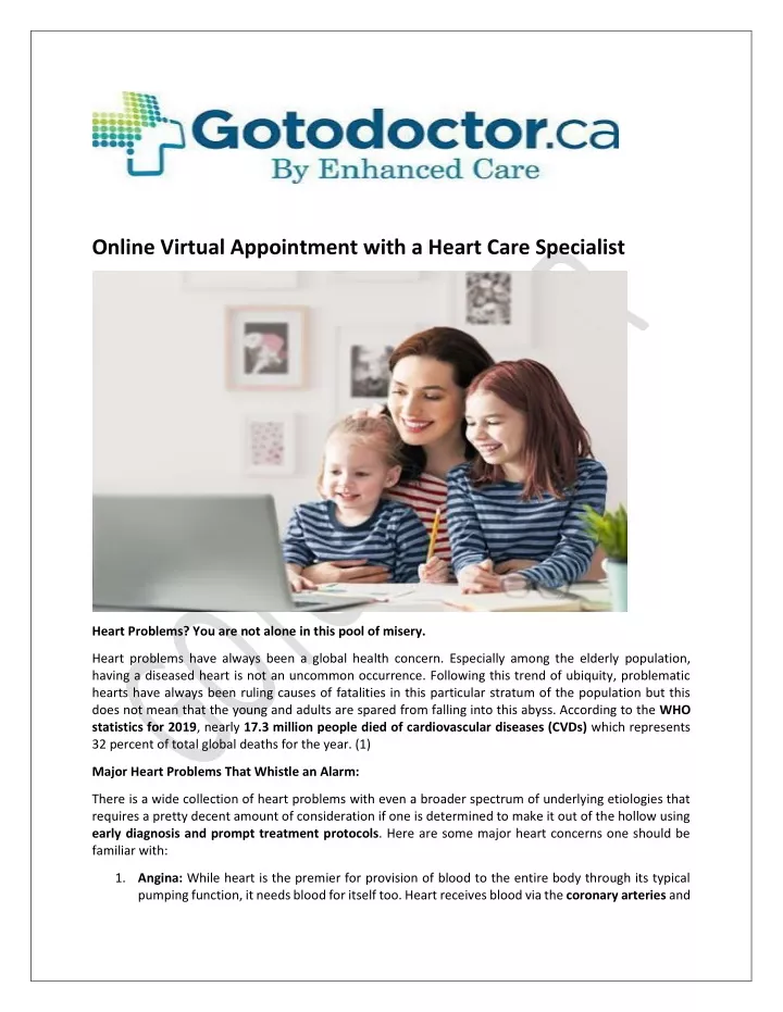 online virtual appointment with a heart care