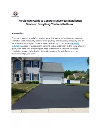The Ultimate Guide to Concrete Driveways Installation Services Everything You Need to Know