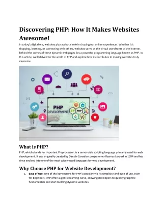 Discovering PHP: How It Makes Websites  Awesome