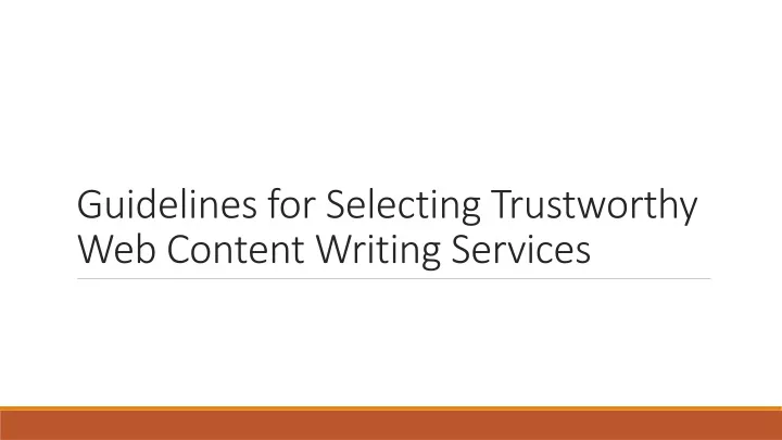 guidelines for selecting trustworthy web content