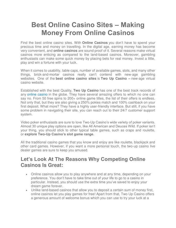best online casino sites making money from online