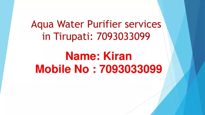 aqua water purifier services in tirupati