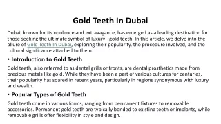 Gold Teeth In Dubai