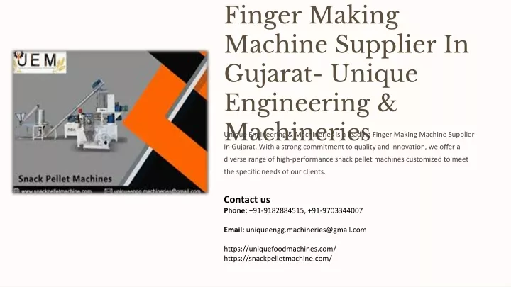 finger making machine supplier in gujarat unique