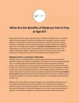 What Are the Benefits of Medicare Part A Free at Age 65?