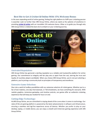 Best Site to Get A Cricket Id Online With 15