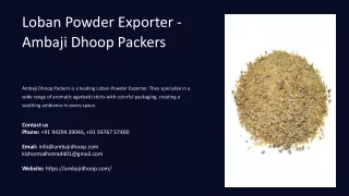 Loban Powder Exporter, Best Loban Powder Exporter