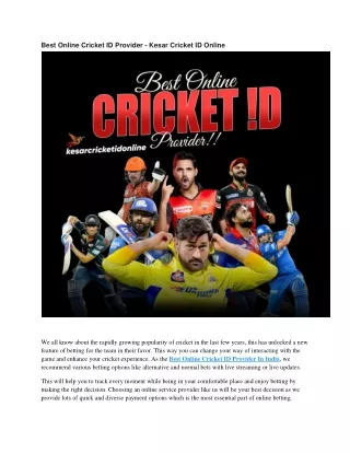 online cricket id Provider | kesar online cricket id