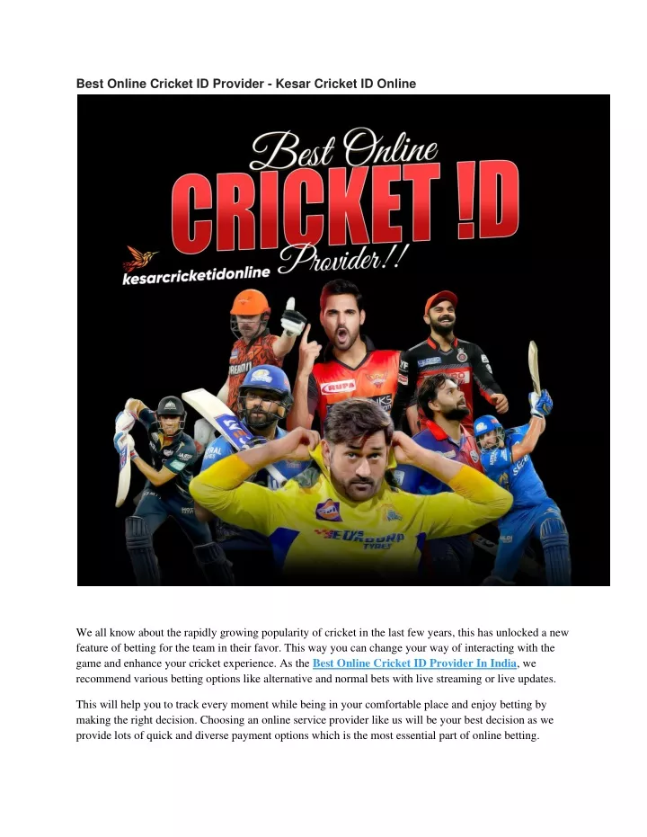 best online cricket id provider kesar cricket