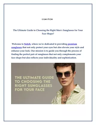 The Ultimate Guide to Choosing the Right Men's Sunglasses for Your Face Shape