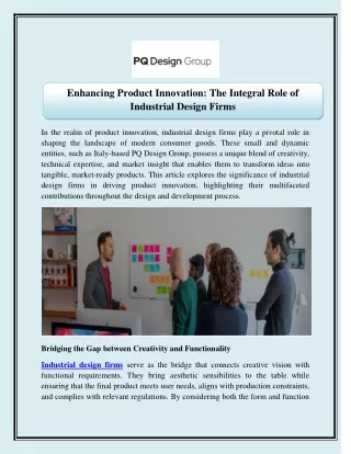 Enhancing Product Innovation The Integral Role of Industrial Design Firms