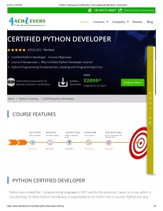 Certified Python Developer training - 4achievers