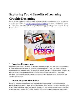 Exploring Top 4 Benefits of Learning Graphic Designing