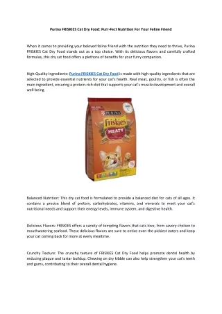 Purina FRISKIES Cat Dry Food Purr-Fect Nutrition For Your Feline Friend