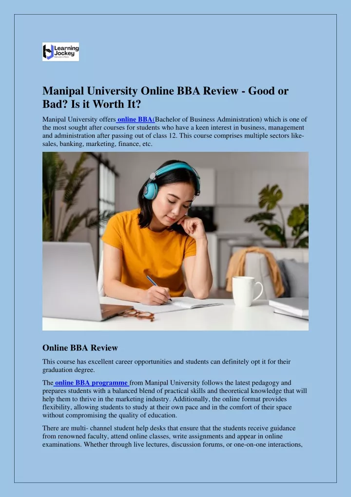 manipal university online bba review good