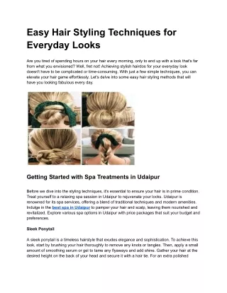 Easy Hair Styling Techniques for EveryEasy Hair Styling Techniques for day Looks