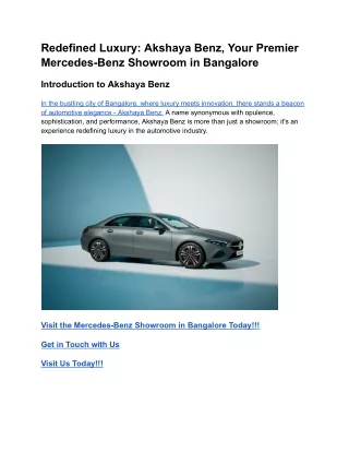 Redefined Luxury_ Akshaya Benz, Your Premier Mercedes-Benz Showroom in Bangalore (1)